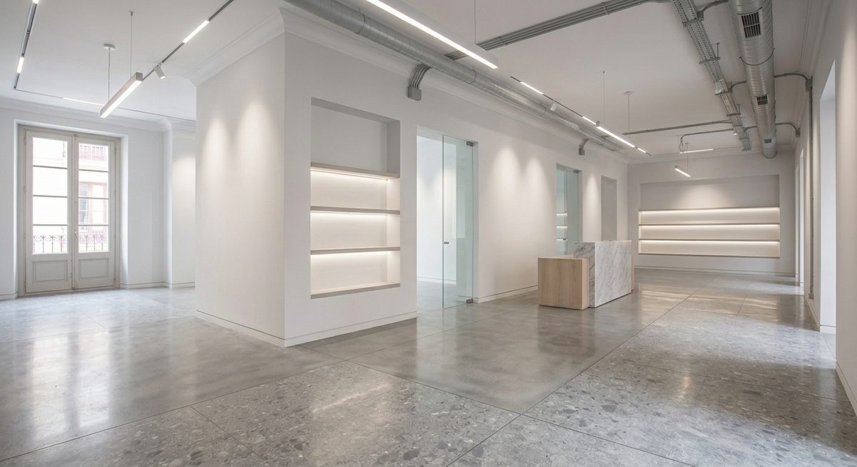 Después: local comercial enlucido completo